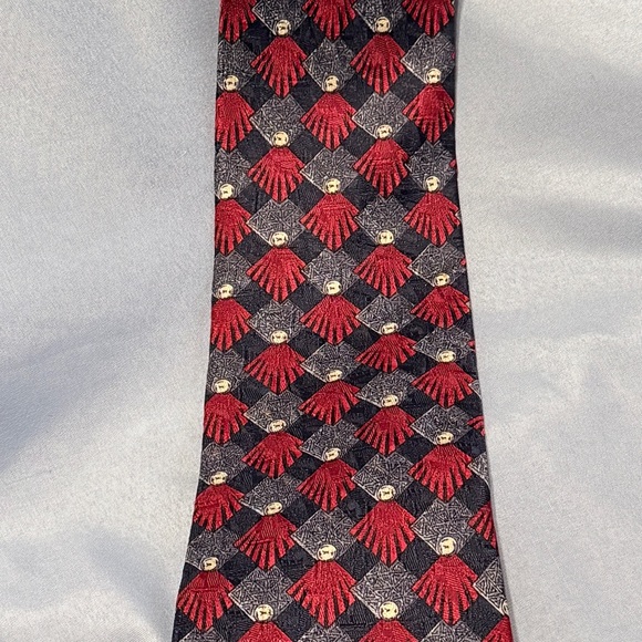 Ermenegildo Zegna Red and Gold Geometric Tie - Picture 2 of 5